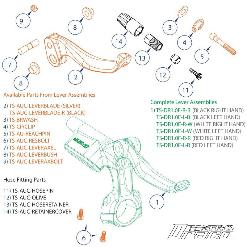 Tektro Spares - Lever Piston Barrel - AU/AUC/PRO/DRACO