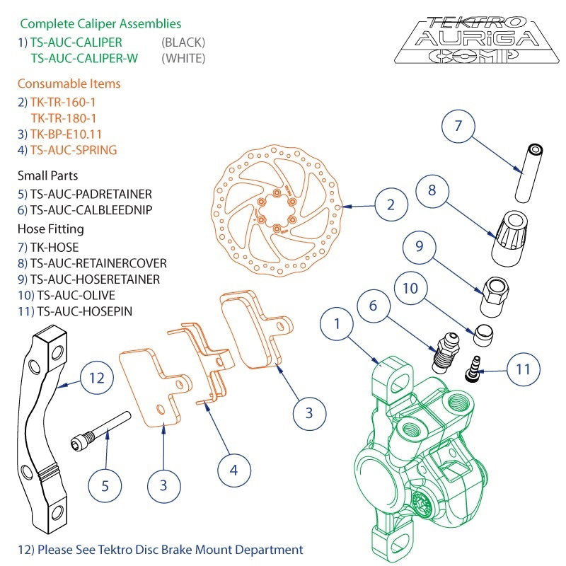 Tektro Spares - Auriga Comp Caliper White