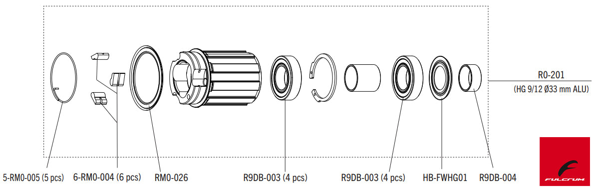 Fulcrum HG Type Alu Freehub Body 9-12 spd 33mm Pawls (R0-201)