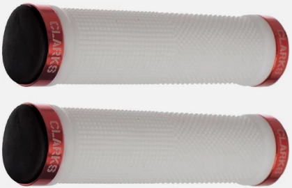 Clarks Vice Lock-on Grip in White with Red Anodized Rings