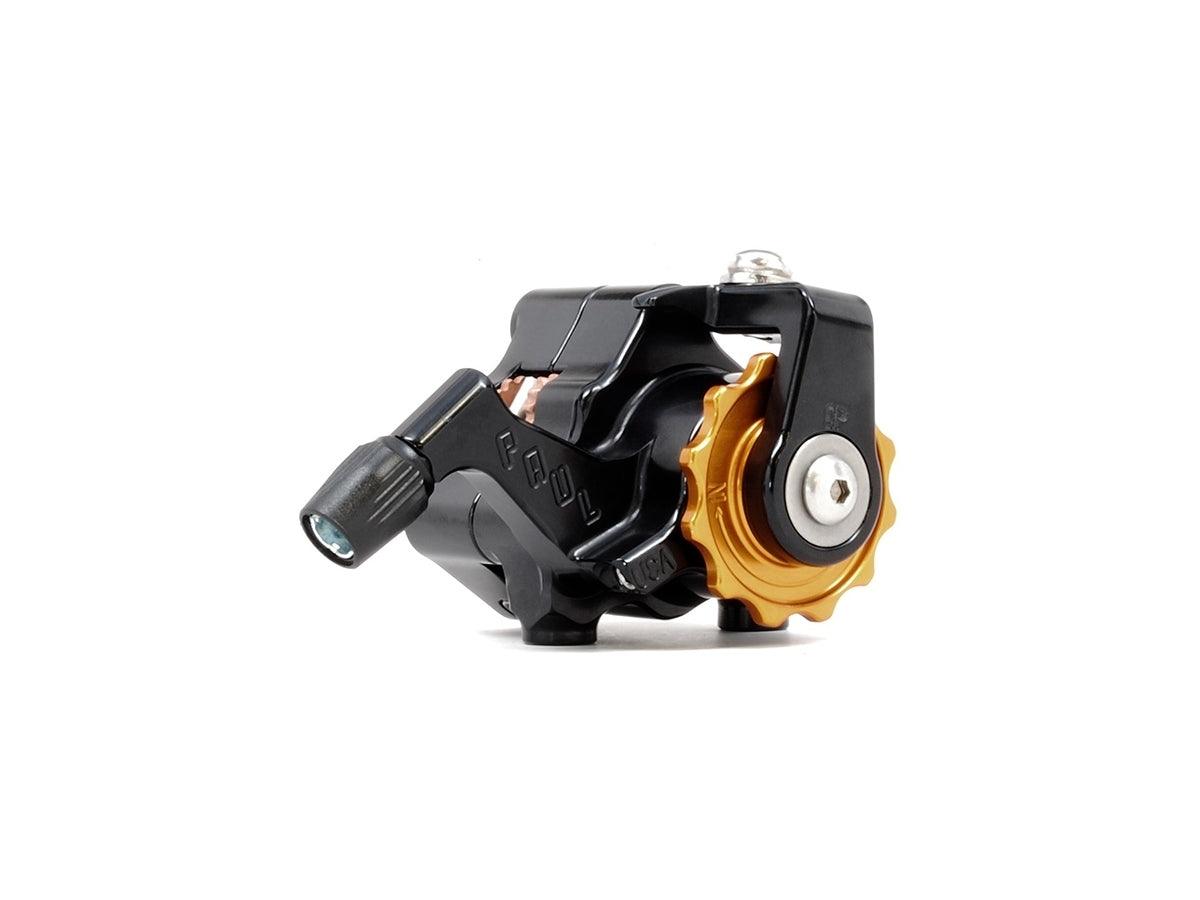 Pauls Components Flat Mount Klamper Disc Brake Calliper Black Gold - Bike Boom