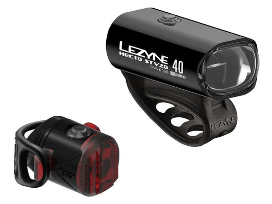 Lezyne Light Set Front + Rear Hecto Drive 40+ Femto - Black - Bike Boom