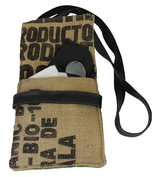 Cycle of Good kubisha Recycled Coffee Sack Small Shoulder Bag - Bike Boom