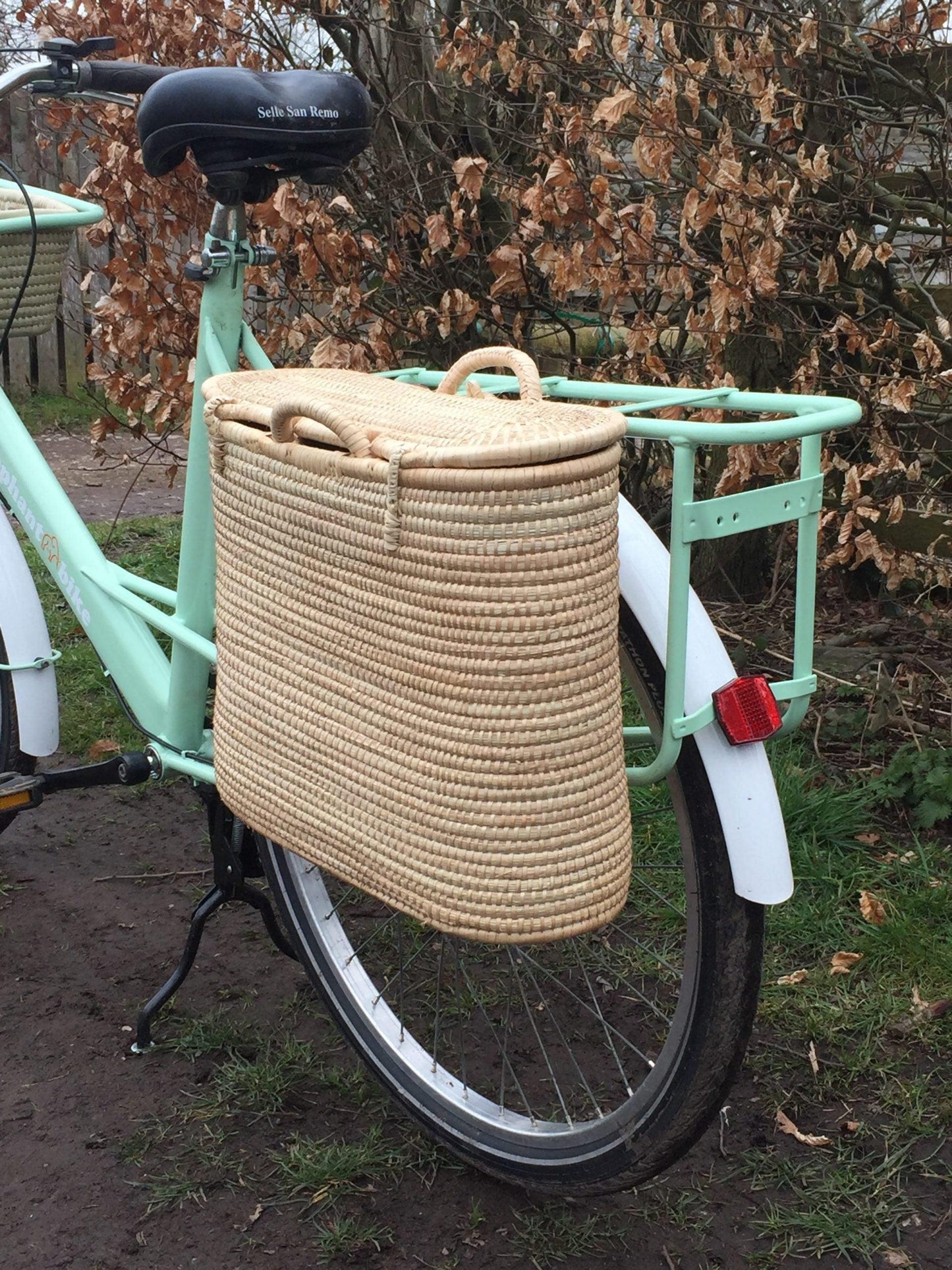 Cycle of Good Palm Leaf Woven Rear Bicycle Pannier - Bike Boom