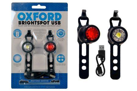 OXFORD LD714B BRIGHTSPOT USB F & R LED LIGHT SET – BLACK - Bike Boom